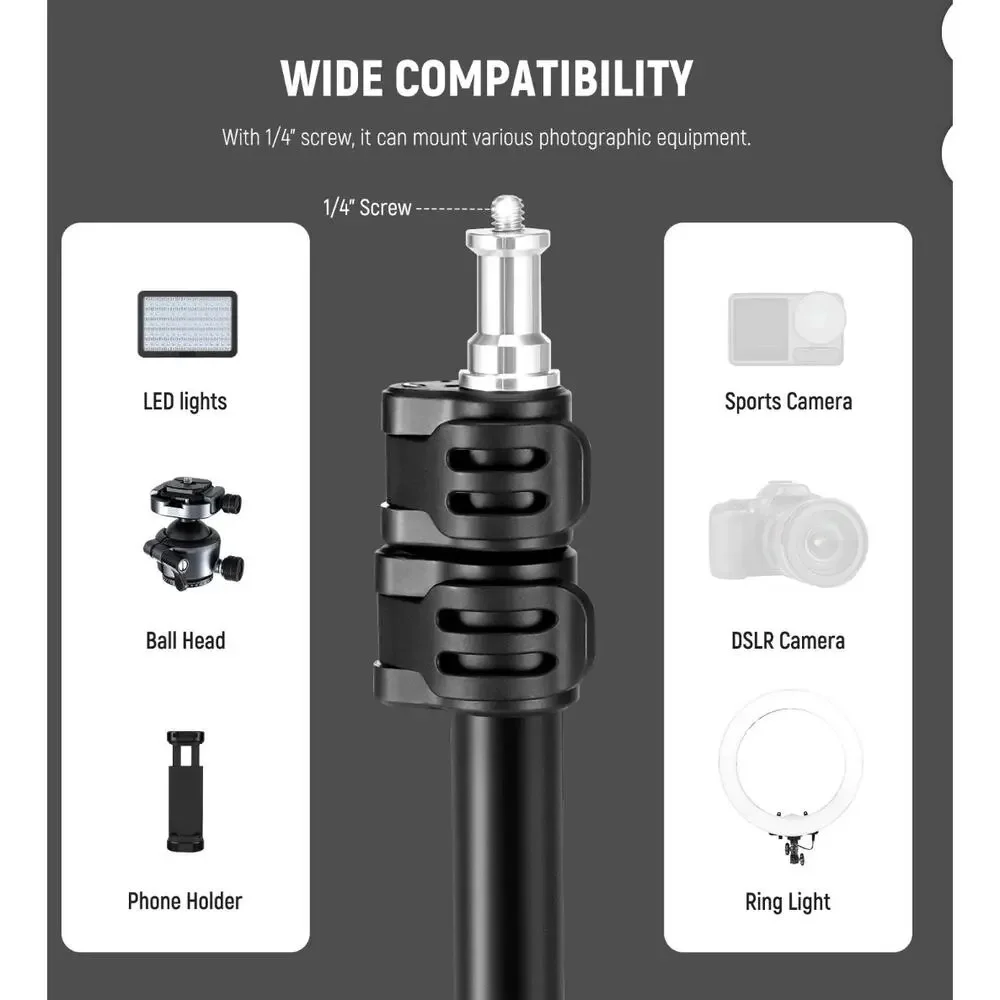 Neewer ST195 Photography Light Stand 1.5-6.4ft Aluminum Reversible Studio Tripod